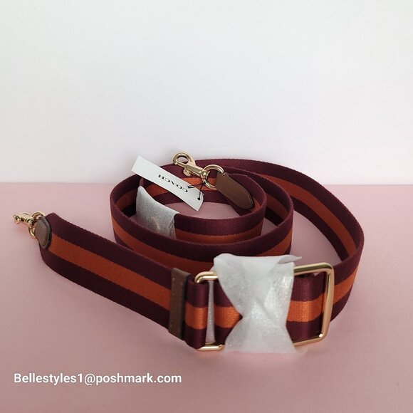 COACH Strap in Webbing Fabric with Dog-Leash Clip- Wine multi⭐ - Picture 5 of 14